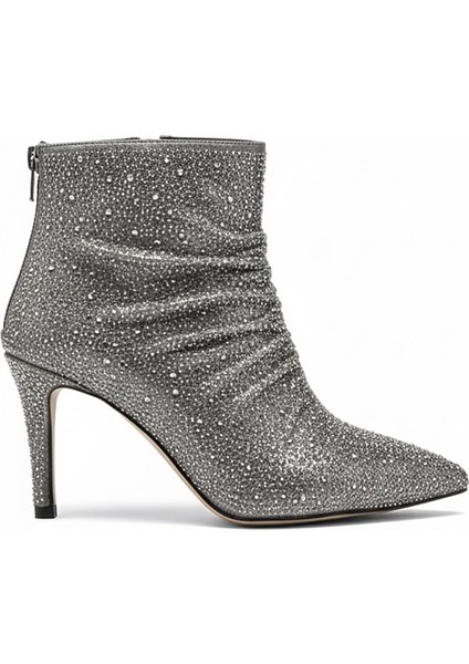 Platin Taşlı Kadın Topuklu Bot 240.46-3001