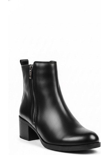 Siyah Kadın Hakiki Deri Topuklu Bot 440.25K-027-011