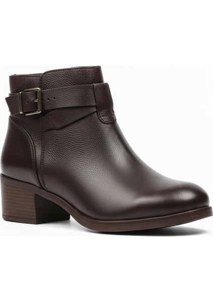 Kahverengi Kadın Hakiki Deri Topuklu Bot 451.03