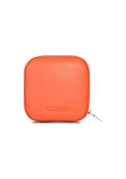 Guard Turuncu Fermuarlı Deri Mini Aksesuar Çantası