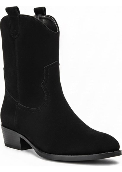 Siyah Süet Kadın Topuklu Bot 640.3412