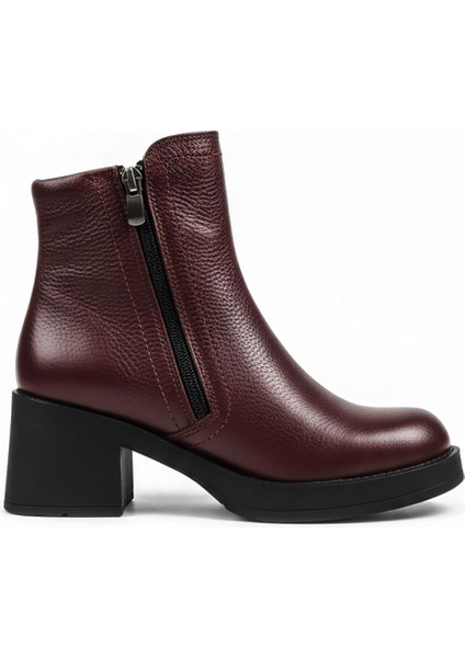 Bordo Kadın Hakiki Deri Topuklu Bot 074.602-1 fiyatları