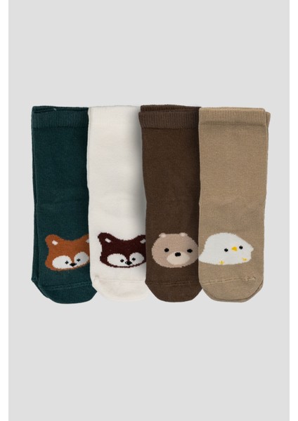 4 Çift Pamuklu Çocuk Soket Çorap