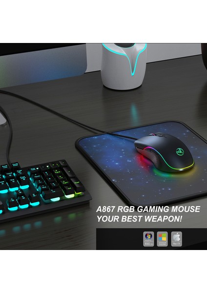 Rgb Kablolu Oyun Faresi, 7 Renkli Arka Aydınlatmalı 3200 Dpı Ayarlanabilir Optik Espor Faresi, 4 Dpı Seviyesi, Pc Dizüstü Bilgisayar Oyuncuları Için Ergonomik Bilgisayar Faresi (Yurt Dışından) modelleri