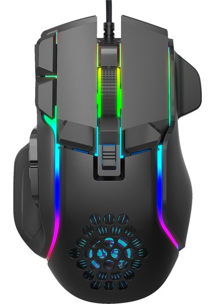 Makro Programlama Özellikli 10 Düğmeli Kablolu Oyun Faresi - 6 Seviyede Ayarlanabilir 12800 Dpı, 13 Rgb Aydınlatma Modu, Pc Için Optik E-Spor Faresi (Yurt Dışından)