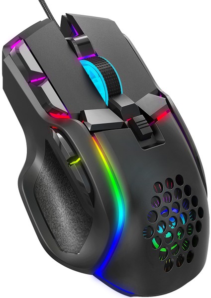 Makro Programlama Özellikli 10 Düğmeli Kablolu Oyun Faresi - 6 Seviyede Ayarlanabilir 12800 Dpı, 13 Rgb Aydınlatma Modu, Pc Için Optik E-Spor Faresi (Yurt Dışından) indirimleri