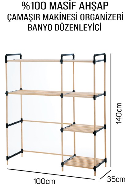 NC02 Ahşap Çamaşır Makinesi Organizer Banyo Düzenleyici Raf Masif Çam Ahşap fiyatları