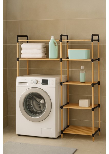 NC02 Ahşap Çamaşır Makinesi Organizer Banyo Düzenleyici Raf Masif Çam Ahşap indirimleri