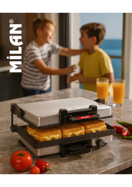 Pazaraza Milan Büyük Boy Bazlama Lahmacun Izgara Tost Makinesi 5 Kat Granit Kaplama modelleri