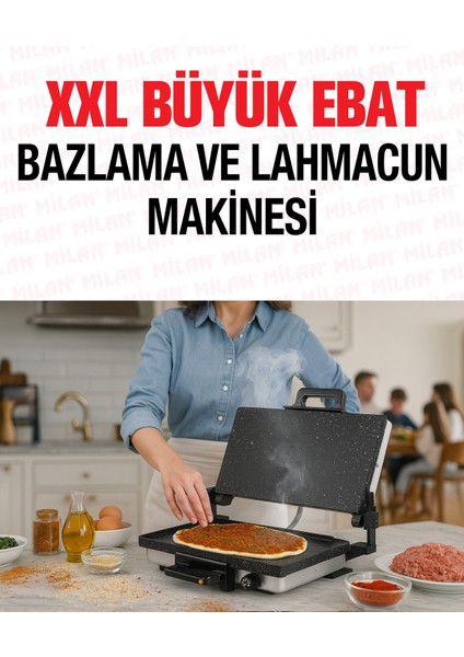 Pazaraza Milan Büyük Boy Bazlama Lahmacun Izgara Tost Makinesi 5 Kat Granit Kaplama indirimleri
