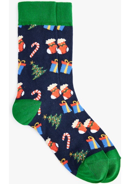 Yılbaşı Temalı Pamuklu Soket Çorap