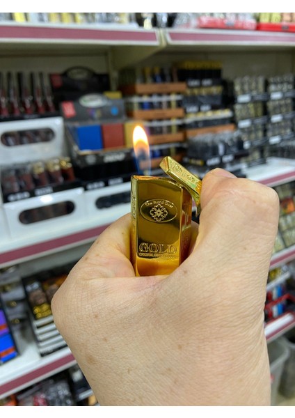 Gold Külçe Tasarımlı Metal Alevli Çakmak