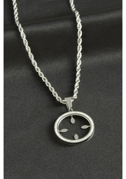 Çiçek Lüks Çelik Kolye