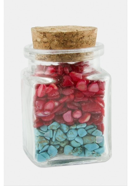 Akik Turkuaz Taşı Cam Şişe Biblo