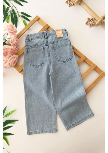 Kare Taş Detaylı Kız Çocuk Yumuşak kot pantolon - Mavi fiyatları