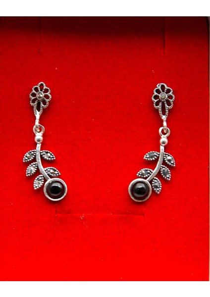 925 Ayar Gümüş Oltu Taşı Kadın Küpe SKÜ00020 modelleri