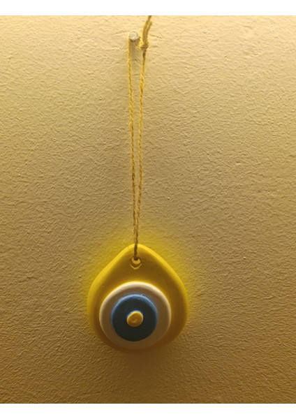 El Yapımı Sarı Nazar Boncuğu-Dekoratif Nazar Boncuğu Askılı – El Yapımı Nazar Süsü - Pozitif Enerji Nazar Boncuğu