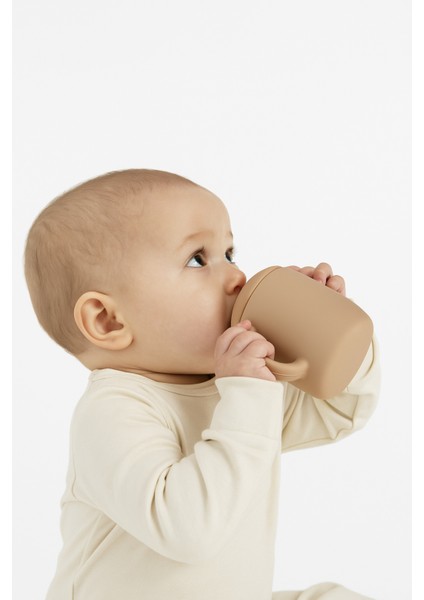 3'lü Silikon Bebek Beslenme Seti / Bölmeli Mama Tabağı / Mama Kasesi / Bebek Bardağı- Moka fırsatları