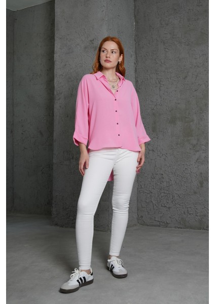 Kol Katlama Detaylı Pembe Gömlek fiyatları