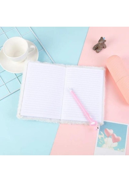 Peluş Tüylü Hayvan ve Çilek Desenli Çizgili Defter 1 Adet fiyatları