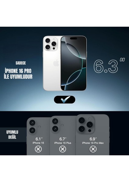 apple iPhone 16 Pro Uyumlu Magsafe Şarj Özellikli Şeffaf Sert Pc Sararmaz Telefon Kılıfı modelleri