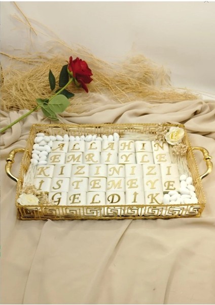 2'li Söz Tepsisi Damat Kahvesi Nişan Tepsisi