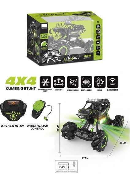 Limon 11618 Kumandalı Stunt Drıft Off Road Rock Clımbıng 4x4 Sesli Işıklı Şarjlı Araba 8+ modelleri