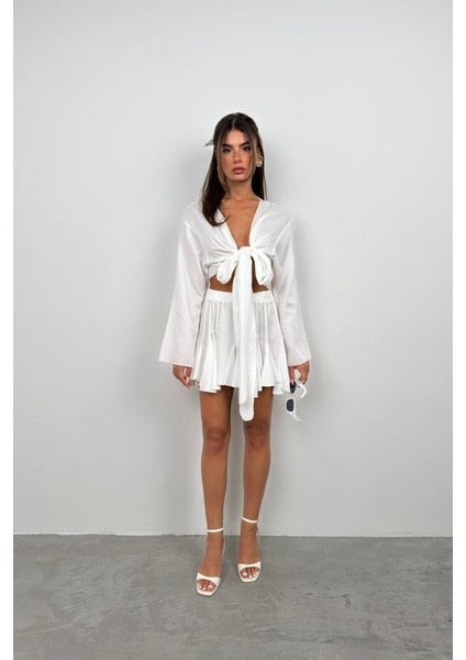 Kayık Yaka Uzun Kol Crop