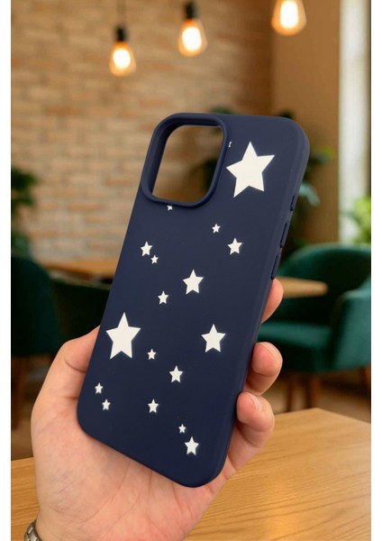 iPhone 14 Plus ve 15 Plus -Mini Yıldız Desenli Silikon Darbe Emici Klasik Korumalı Rubber Kılıf modelleri