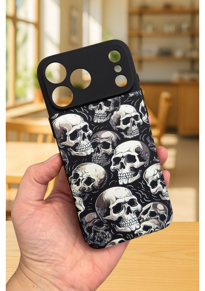 iPhone 17 Pro Max Uyumlu Kuru Kafa Silikon Darbe Emici Klasik Korumalı Rubber Kılıf