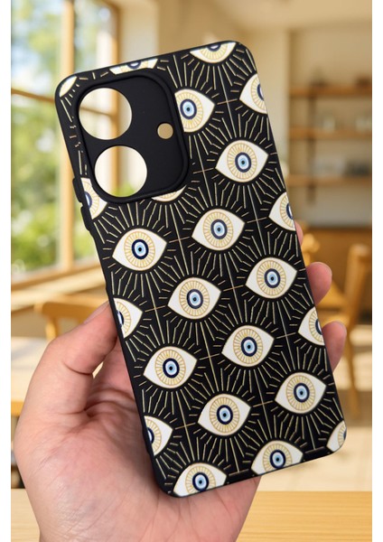 Realme Note 60 Uyumlu Evıl Eye Desenli Silikon Darbe Emici Klasik Korumalı Rubber Kılıf
