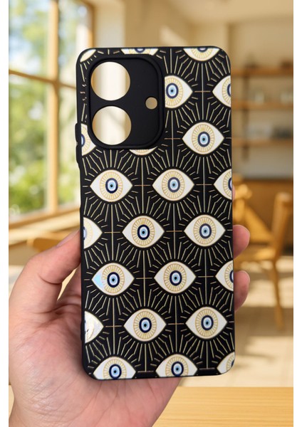 Realme Note 60 Uyumlu Evıl Eye Desenli Silikon Darbe Emici Klasik Korumalı Rubber Kılıf fiyatları