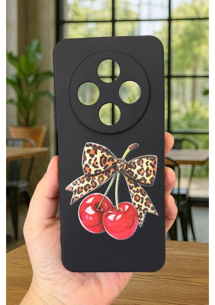 Redmi 14C Uyumlu Kiraz Leopar Fiyonk Desenli Silikon Darbe Emici Klasik Korumalı Rubber Kılıf fiyatları