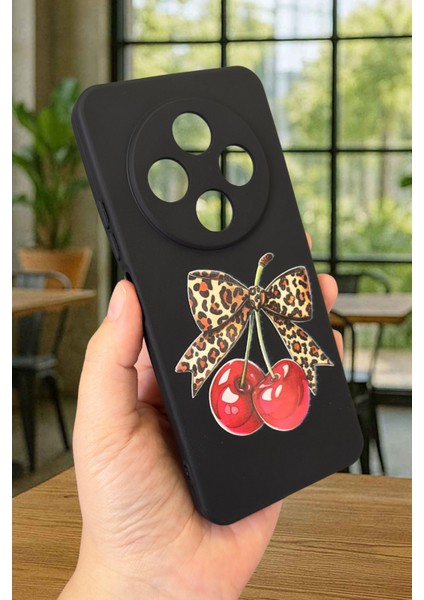 Redmi 14C Uyumlu Kiraz Leopar Fiyonk Desenli Silikon Darbe Emici Klasik Korumalı Rubber Kılıf modelleri
