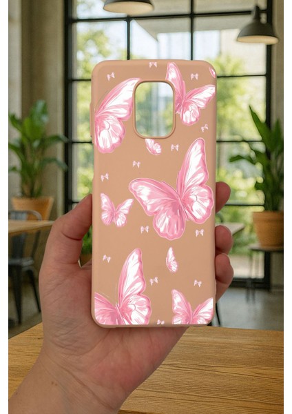 Redmi Note 9 Pro/9s Uyumlu Pembe Kelebek Desenli Silikon Darbe Emici Klasik Korumalı Rubber Kılıf fiyatları