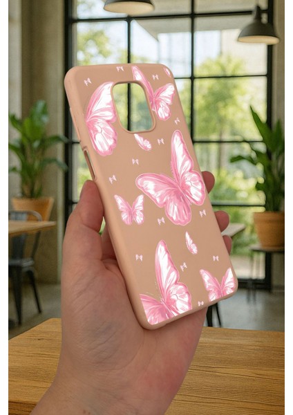 Redmi Note 9 Pro/9s Uyumlu Pembe Kelebek Desenli Silikon Darbe Emici Klasik Korumalı Rubber Kılıf modelleri