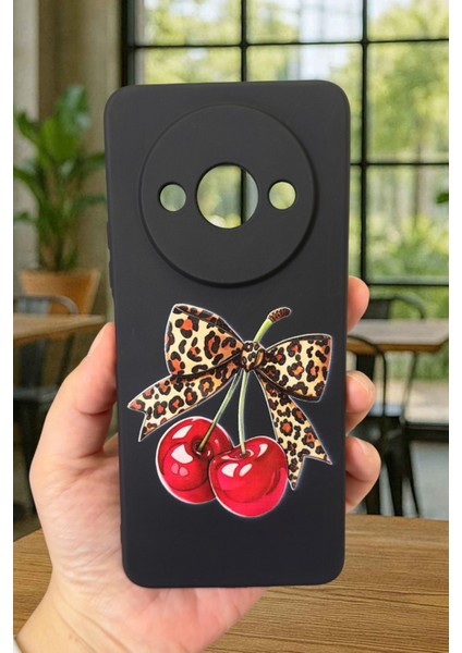 Xiaomi Redmi A3 Uyumlu Kiraz Leopar Fiyonk Desenli Silikon Darbe Emici Klasik Rubber Kılıf fiyatları