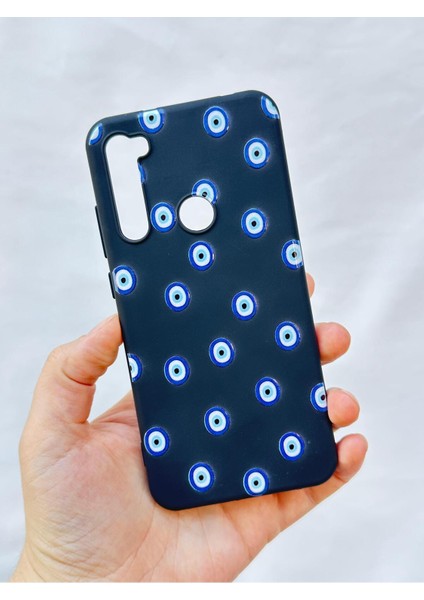 Xiaomi Redmi Note 8 Nazar Boncuk Desenli Silikon Darbe Emici Klasik Korumalı Rubber Kılıf