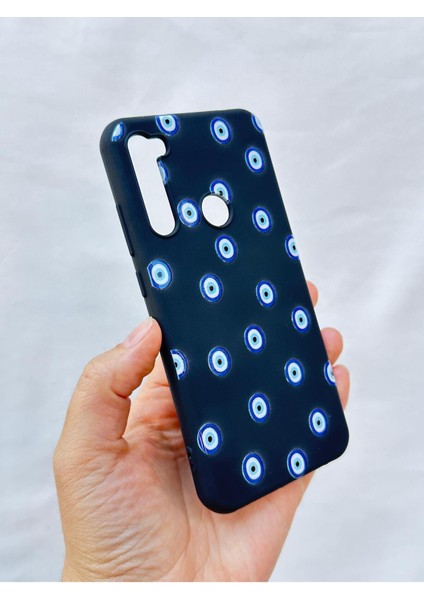 Xiaomi Redmi Note 8 Nazar Boncuk Desenli Silikon Darbe Emici Klasik Korumalı Rubber Kılıf modelleri