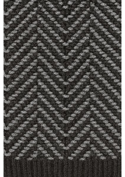 Erkek Örgü Bere Atkı Eldiven 3'lü Takım Siyah-Gri