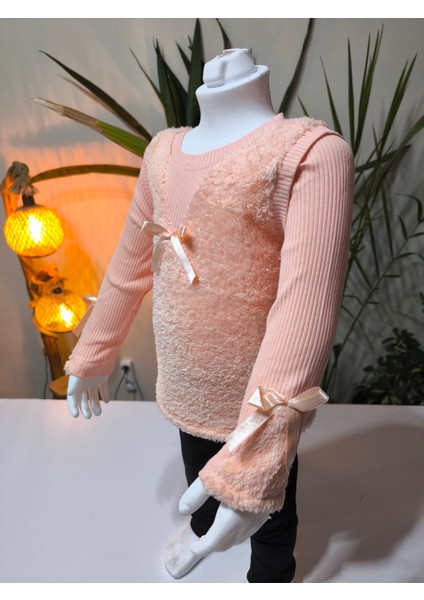 kışlık Fuzzy/peluş Gövdeli Fitilli Kollu Süveter Görünümlü Kız Çocuk Sweat Bluz fiyatları