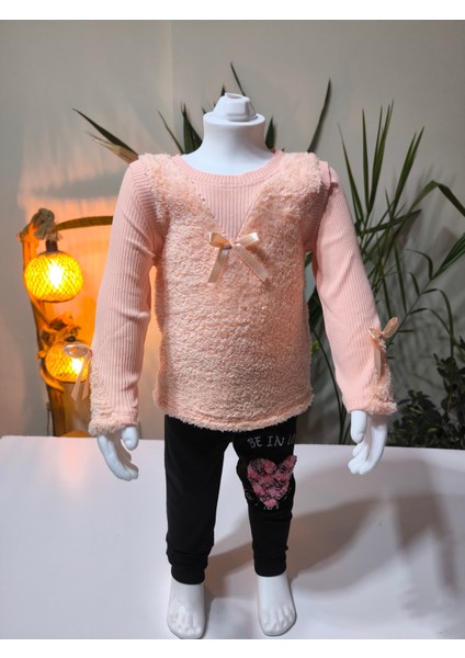 kışlık Fuzzy/peluş Gövdeli Fitilli Kollu Süveter Görünümlü Kız Çocuk Sweat Bluz indirimleri