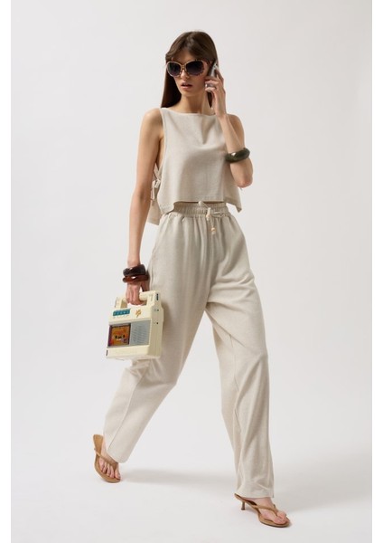 Yandan Bağlamalı Crop Bluz