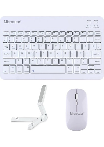 Huawei Matepad Air 2025 ile Uyumlu Türkçe Bluetooth Klavye+Mouse+Tablet Standı Beyaz AL5166