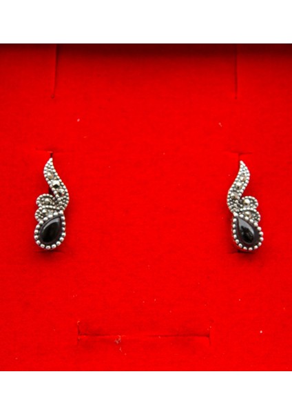 925 Ayar Gümüş Oltu Taşı Kadın Küpe SKÜ00037 fiyatları