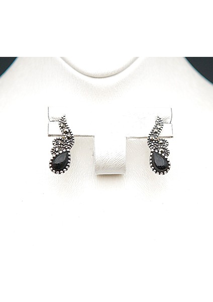 925 Ayar Gümüş Oltu Taşı Kadın Küpe SKÜ00037 modelleri