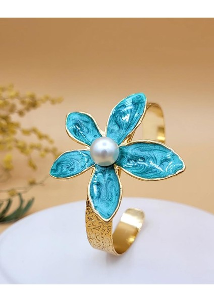 Beş Yaprak Incili Çiçek Bileklik Yeşil fiyatları