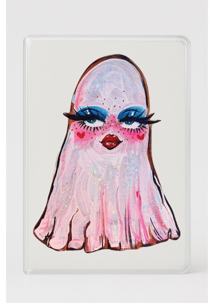 Şeffaf Pasaport Kılıfı Kalın Mikron Kart Bölmeli Desenli Pasaport Kabı - Ghost