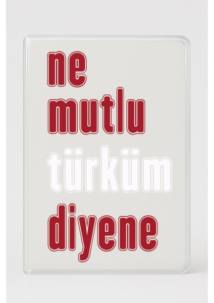 Şeffaf Pasaport Kılıfı Kart Bölmeli Desenli Pasaport Kabı - Ne Mutlu Türküm Diyene