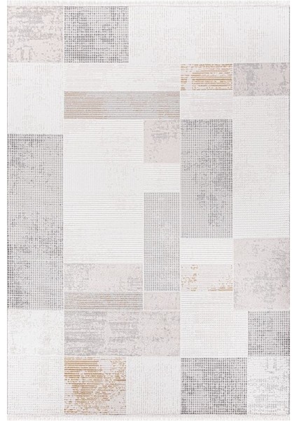 Zena 455A Beyaz Antrasit Serisi Akrilik Salon Oturma Yatak Odası Halısı